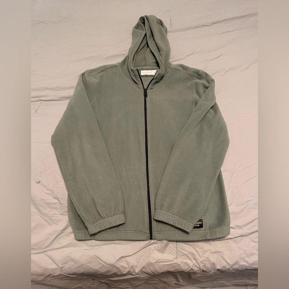 Abercrombie Kids Green Zip Up Fleece Sweater